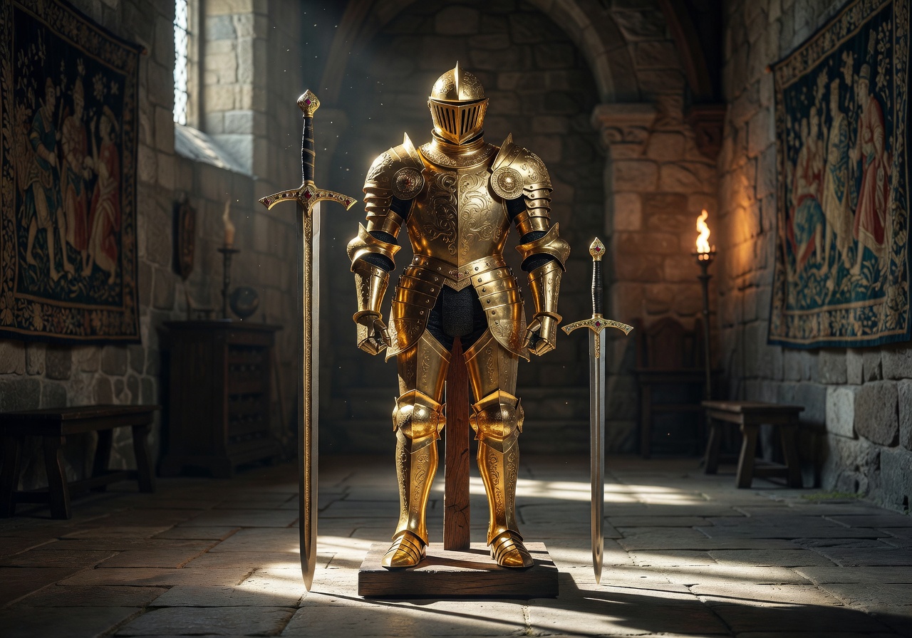 Golden Knight Armour and Swords
